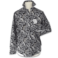 Grenouille Long Sleeve Black and Grey Paisley Print Shirt