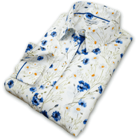 Grenouille Long Sleeve Cornflower and Daisy Print Shaped Fit Shirt