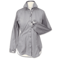 Grenouille Long Sleeve Grey & White Polka Dot Shirt with Paisley Details