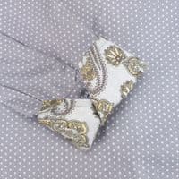 Grenouille Long Sleeve Grey & White Polka Dot Shirt with Paisley Details