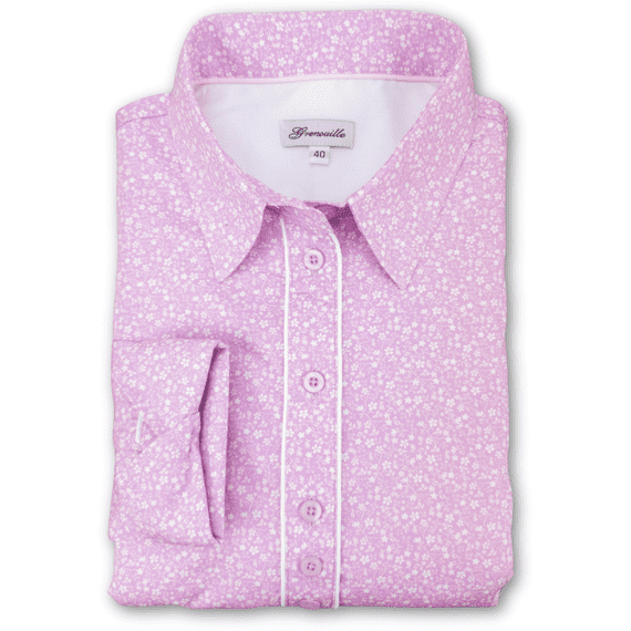 Grenouille Long Sleeve Pale Lilac and White Floral Shirt