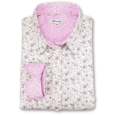 Grenouille Long Sleeve Pink, Green & Lavender Paisley Shirt