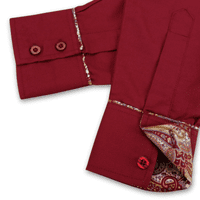 Grenouille Maroon Oxford Shirt with Maroon Paisley Accents