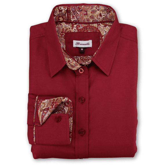 Grenouille Maroon Oxford Shirt with Maroon Paisley Accents
