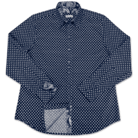 Grenouille Navy & White Polka Dot Shirt With Paisley Accents
