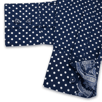 Grenouille Navy & White Polka Dot Shirt With Paisley Accents