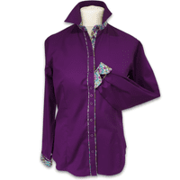 Grenouille Purple Twill Shirt with Turquoise & Cream Accents