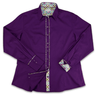 Grenouille Purple Twill Shirt with Turquoise & Cream Accents