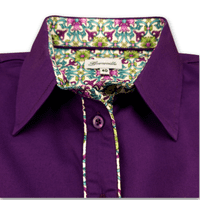 Grenouille Purple Twill Shirt with Turquoise & Cream Accents