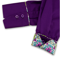 Grenouille Purple Twill Shirt with Turquoise & Cream Accents