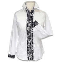 Grenouille White Shirt with Black & White Floral Detail