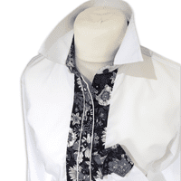 Grenouille White Shirt with Black & White Floral Detail