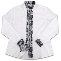 Grenouille White Shirt with Black & White Floral Detail