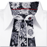 Grenouille White Shirt with Black & White Floral Detail
