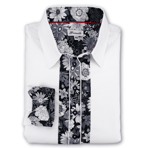 Grenouille White Shirt with Black & White Floral Detail