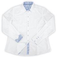 Grenouille White Shirt with Blue Abstract Print Detail