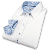 Grenouille White Shirt with Blue Abstract Print Detail
