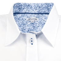 Grenouille White Shirt with Blue Abstract Print Detail