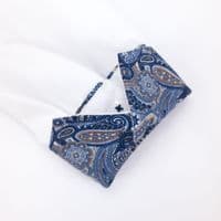 Grenouille White Shirt with Blue & Beige Paisley Accents