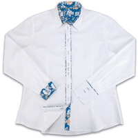 Grenouille White Shirt with Blue & Peach Beige Flower Detail