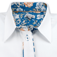 Grenouille White Shirt with Blue & Peach Beige Flower Detail