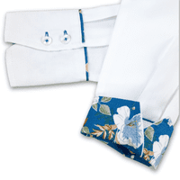 Grenouille White Shirt with Blue & Peach Beige Flower Detail