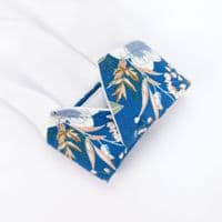 Grenouille White Shirt with Blue & Peach Beige Flower Detail