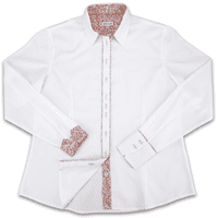 Grenouille White Shirt with Pink & Orange Floral Accents