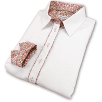 Grenouille White Shirt with Pink & Orange Floral Accents
