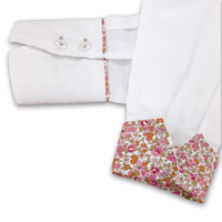 Grenouille White Shirt with Pink & Orange Floral Accents