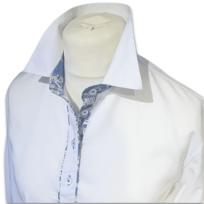 Grenouille White Shirt with Wedgewood Blue Floral Accents