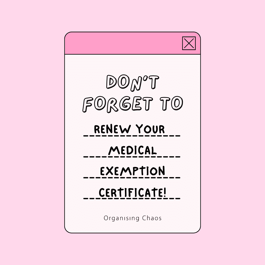 Important Reminder for Type 1 Diabetics Medical Exemption Certificate