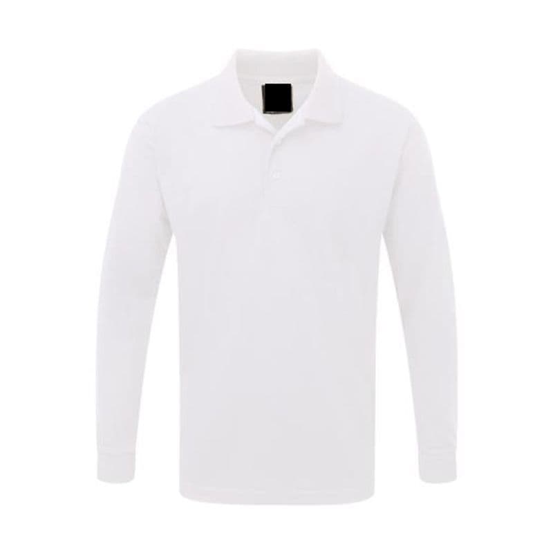 Back To Basics 1170 Long Sleeve Plain Pique Polo White