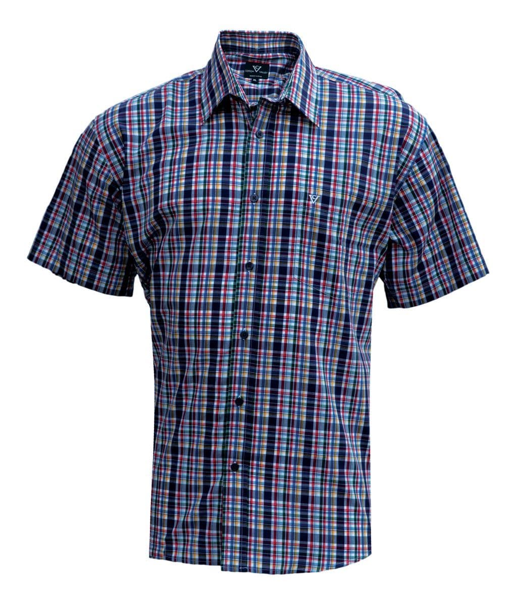 Cotton Valley 14411 S/S Check Shirt Navy/Red/Gold