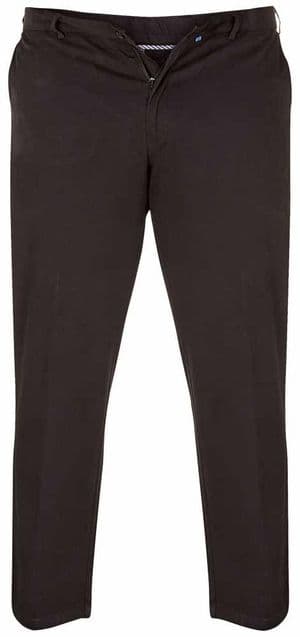 Duke Bruno Stretch Chino Trouser, With Expandable Waist, Black D555 KS1465B