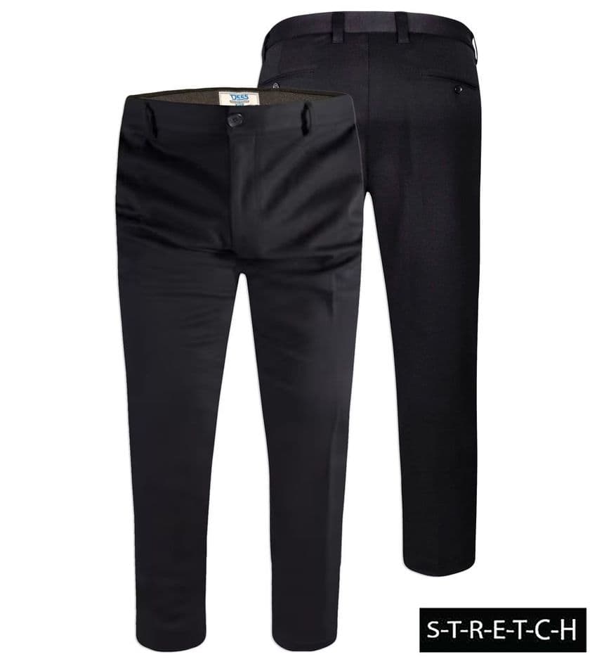 Duke Yarmouth Expandable Waistband Black Stretch Formal Trouser 400802