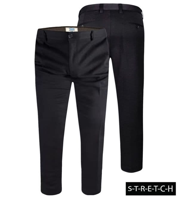 Duke Yarmouth Expandable Waistband Black Stretch Formal Trouser 400802
