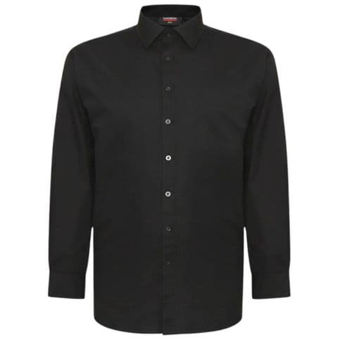 Espionage Plain Black L/S Plain Collar Shirt SH151