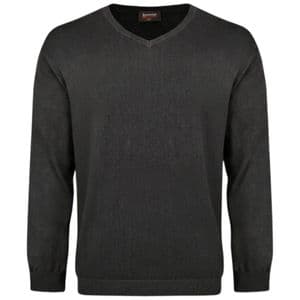 Espionage Pure  Cotton Vee Neck Jumper Charcoal KW031