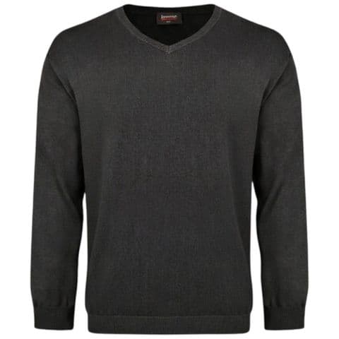 Espionage Pure Cotton Vee Neck Jumper Charcoal KW031