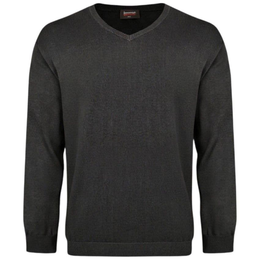 Espionage Pure  Cotton Vee Neck Jumper Charcoal KW031