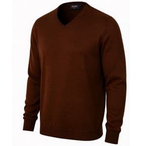Espionage Pure Cotton Vee Neck Jumper Dark Brown KW031