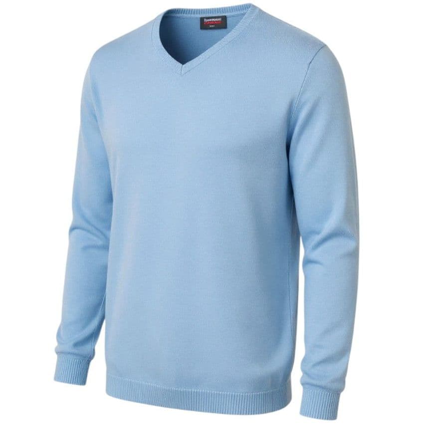 Espionage Pure  Cotton Vee Neck Jumper Light Blue KW031