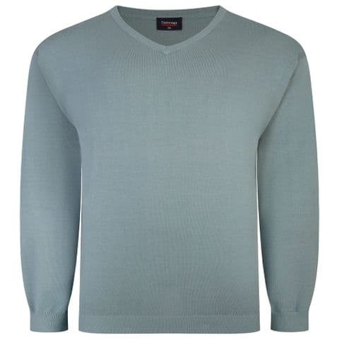 Espionage Pure Cotton Vee Neck Jumper Sage KW031