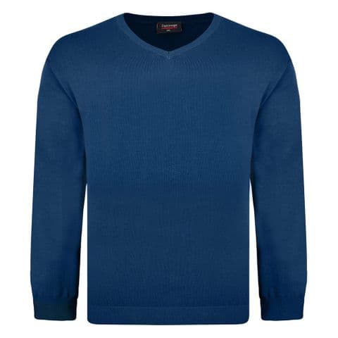 Espionage Pure Cotton Vee Neck Jumper Teal KW031