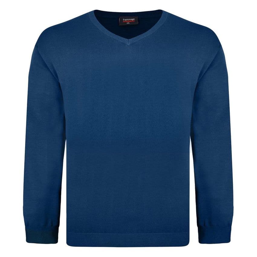 Espionage Pure  Cotton Vee Neck Jumper Teal KW031