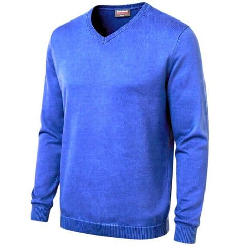 Espionage Pure Cotton Vee Neck Jumper Twilight Blue KW031