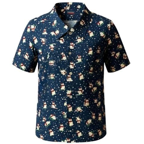 Espionage SH343 Snowman Print Shirt Navy