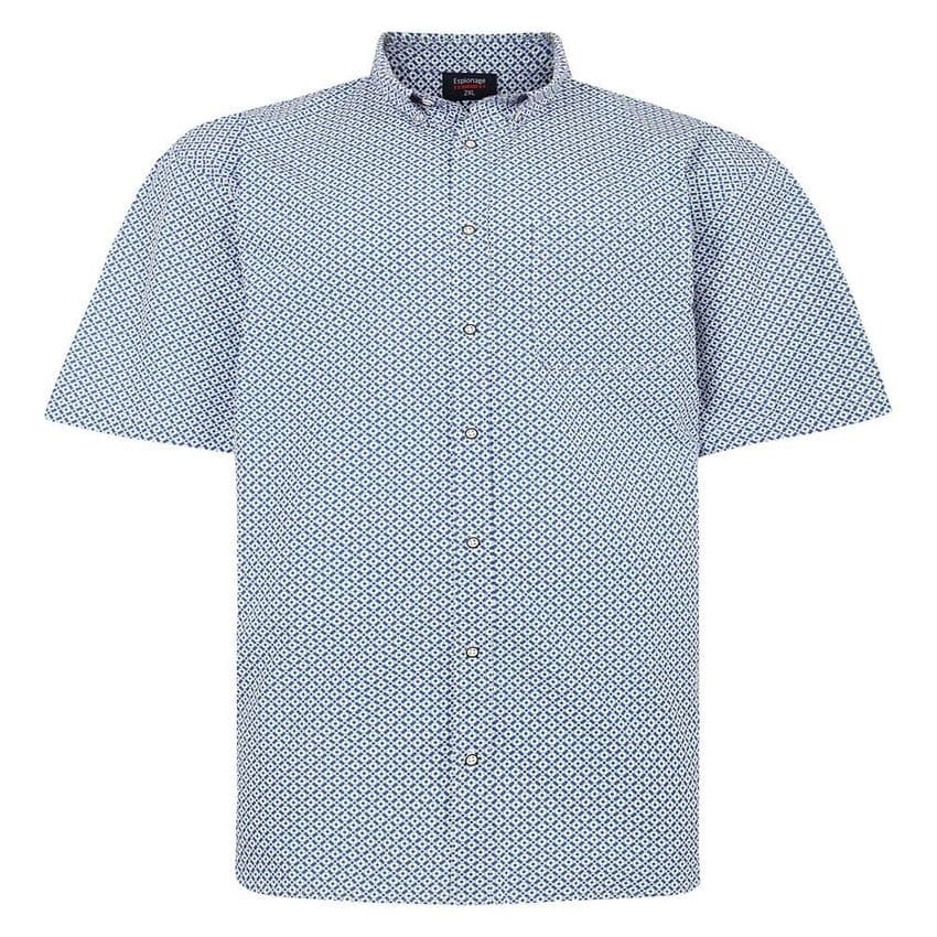 Espionage SH414 Geometric Print Shirt Blue/Green/Red