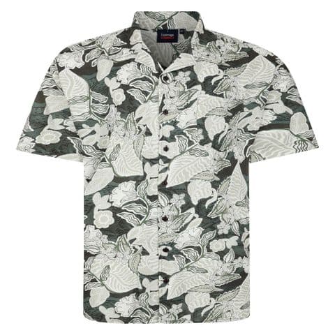 Espionage SH434 All Over Leaf Print Shirt Green